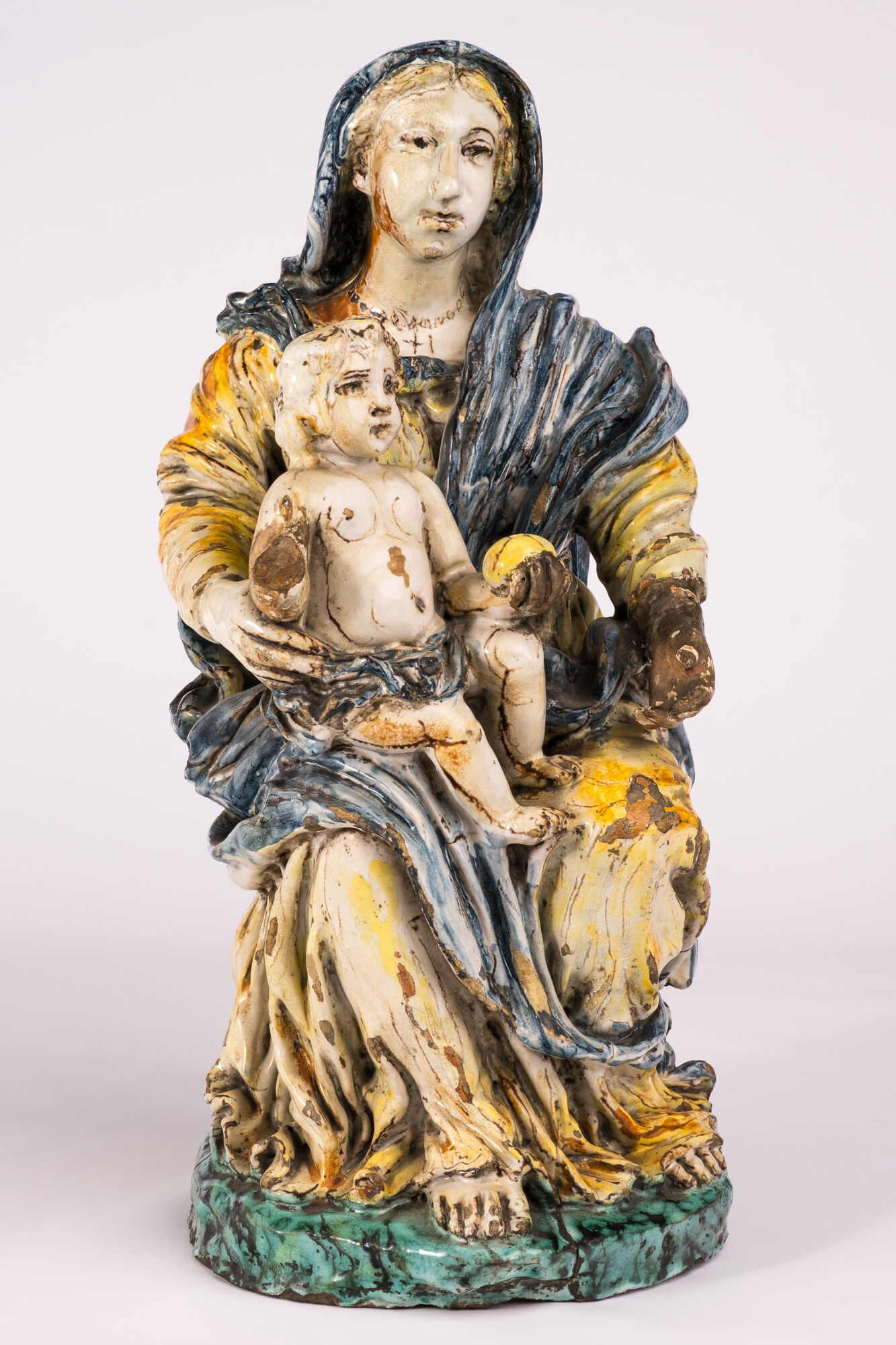 Maria met kind, faience, Italië, 18de eeuw
