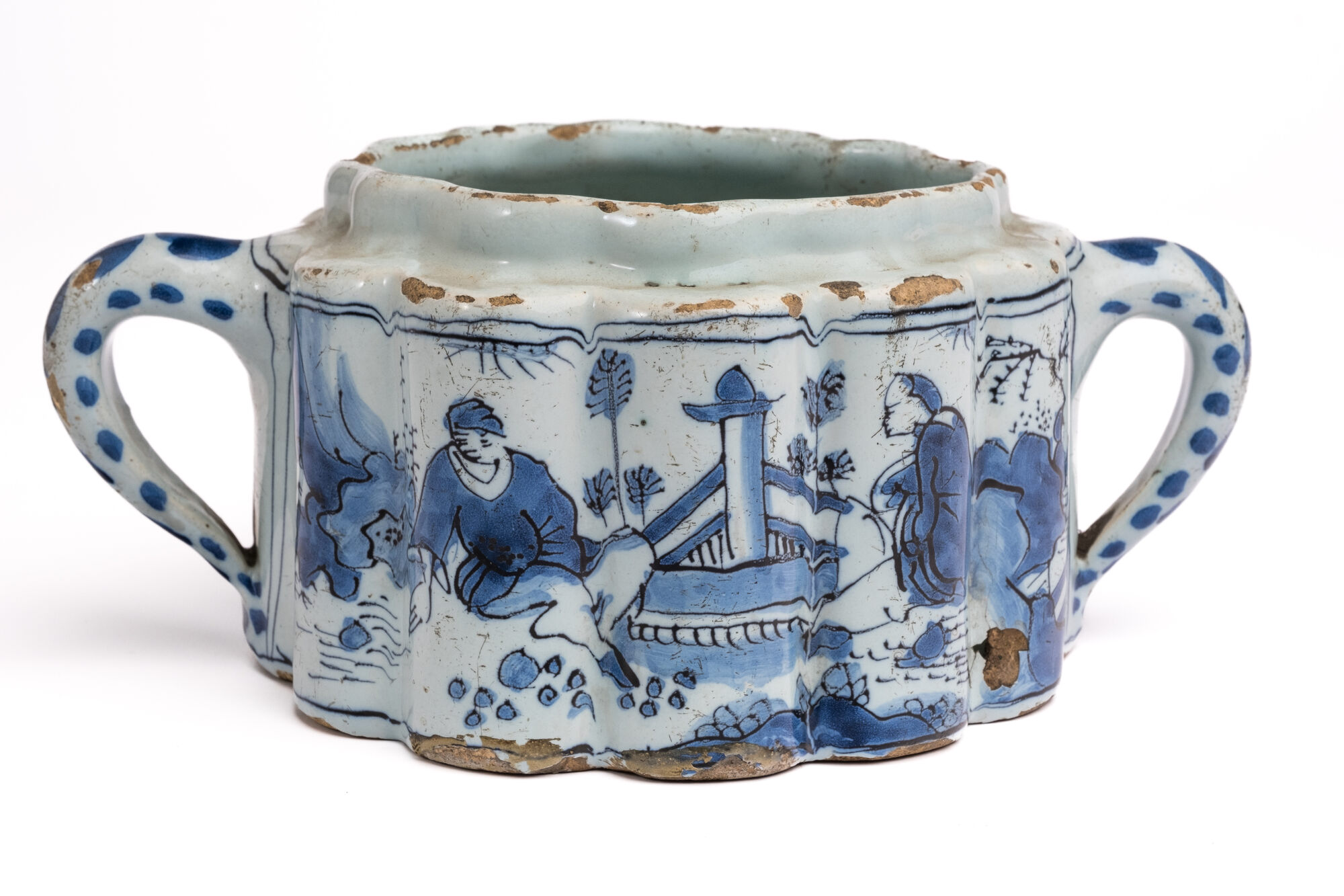 Ronde suikerpot, faience, Delft (NL), 18de eeuw