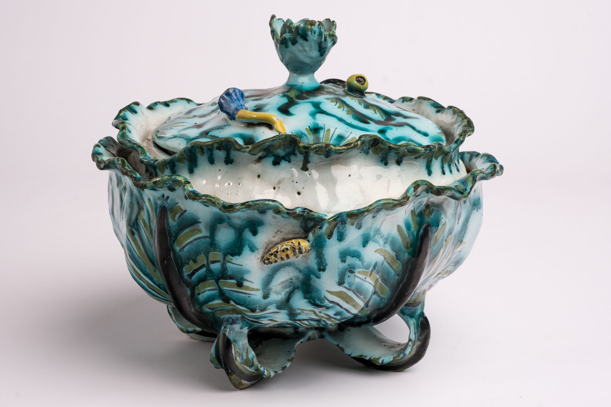 Terrine met deksel, faience, Brussel, 1724-1754