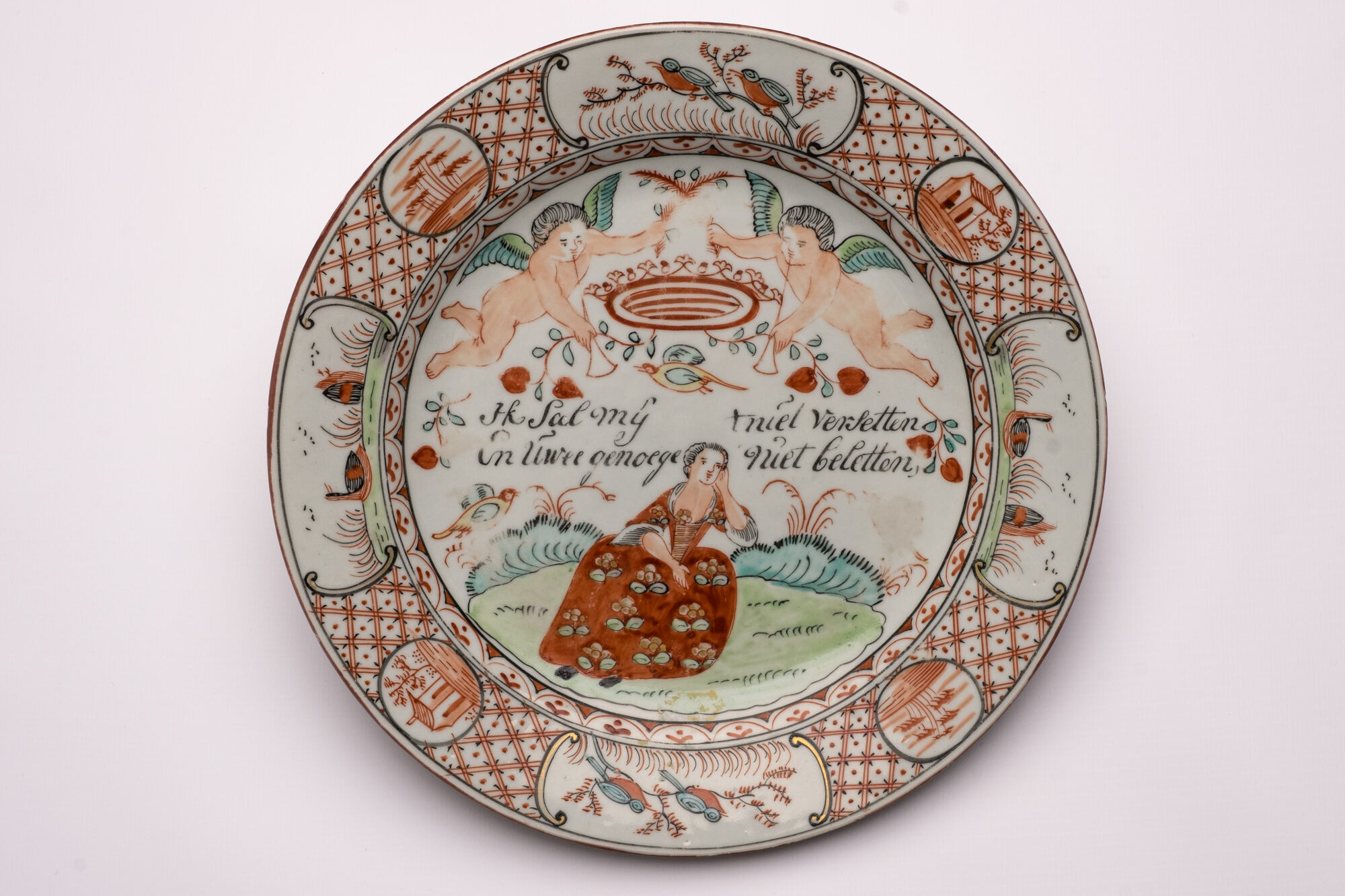 Bord met een erotische voorstelling, porselein, China en Nederland, 2de helft 18de eeuw