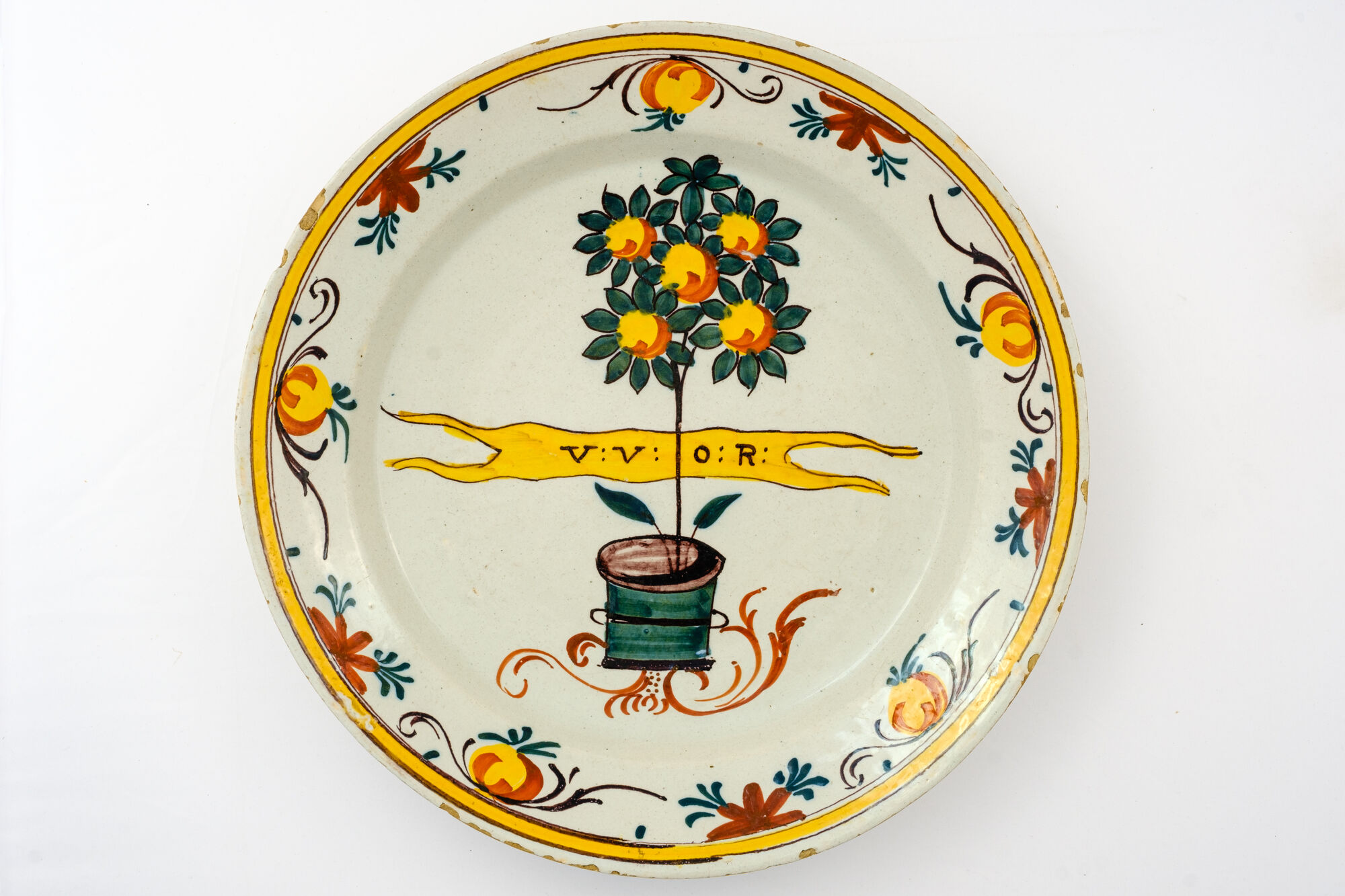 Schotel met een oranjeboom, Faience, Delft (NL), 2de helft 18de eeuw