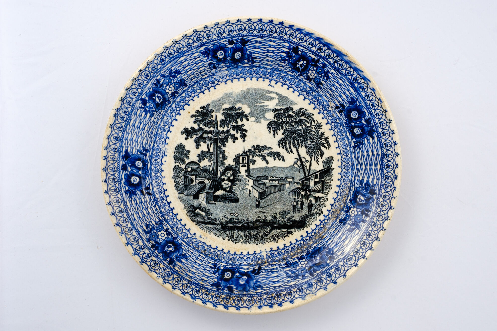 Bord met landschap, J.B. Capellemans, Jemappes, ca. 1865