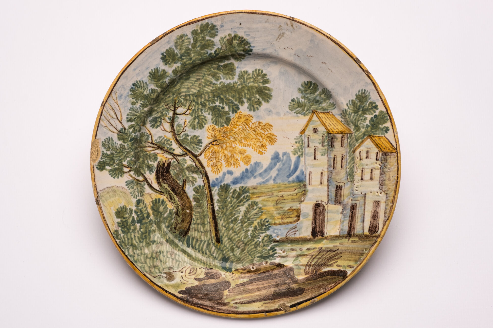 Bordje, faience, Castelli (It.), 1ste helft 18de eeuw.
