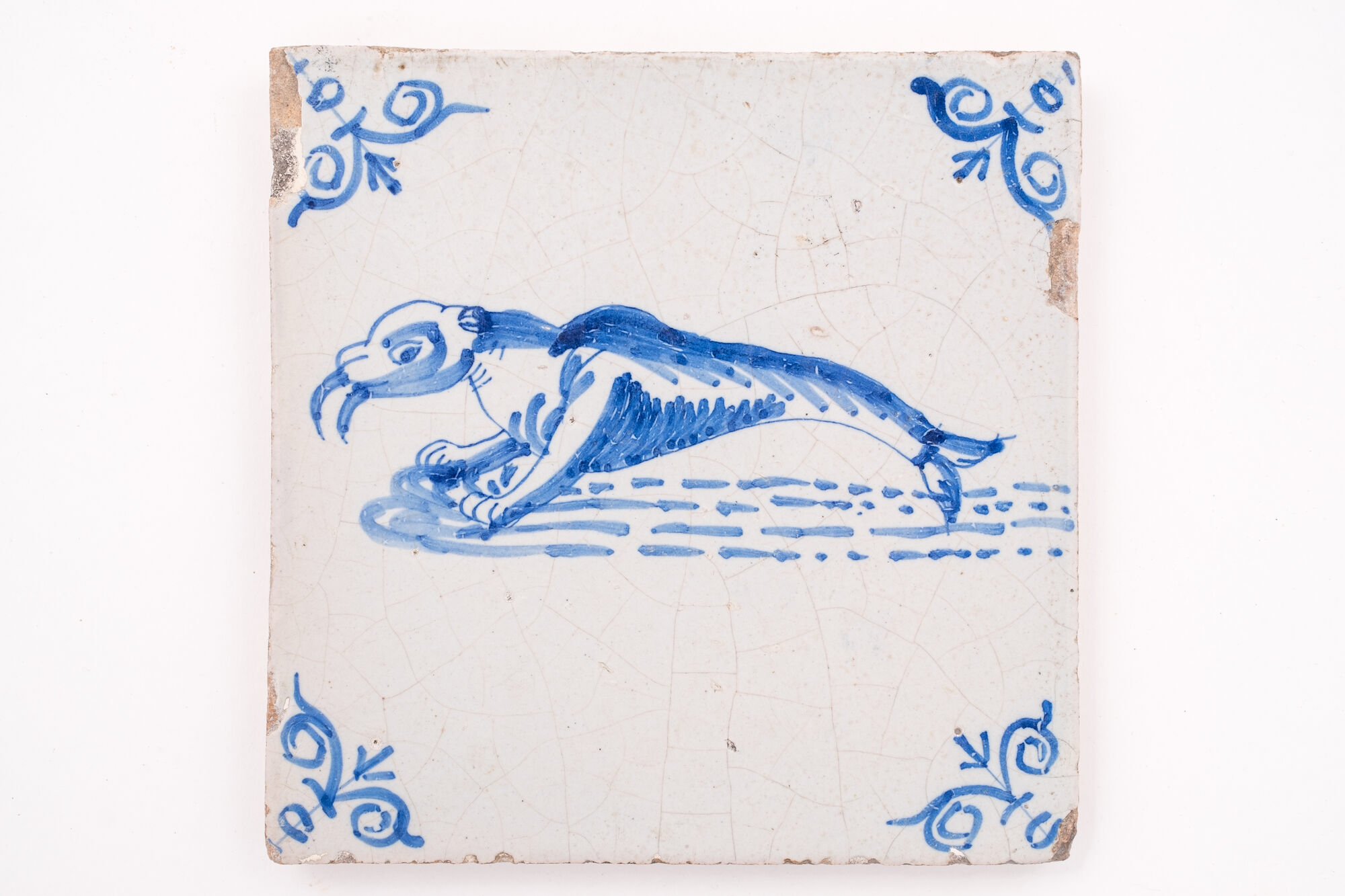 Diertegel, faience, Nederland, eind 17de eeuw