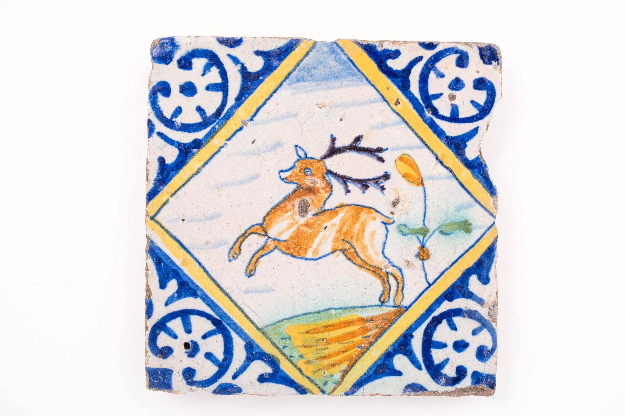 Kwadraattegel, faience, Nederland, einde 16de eeuw