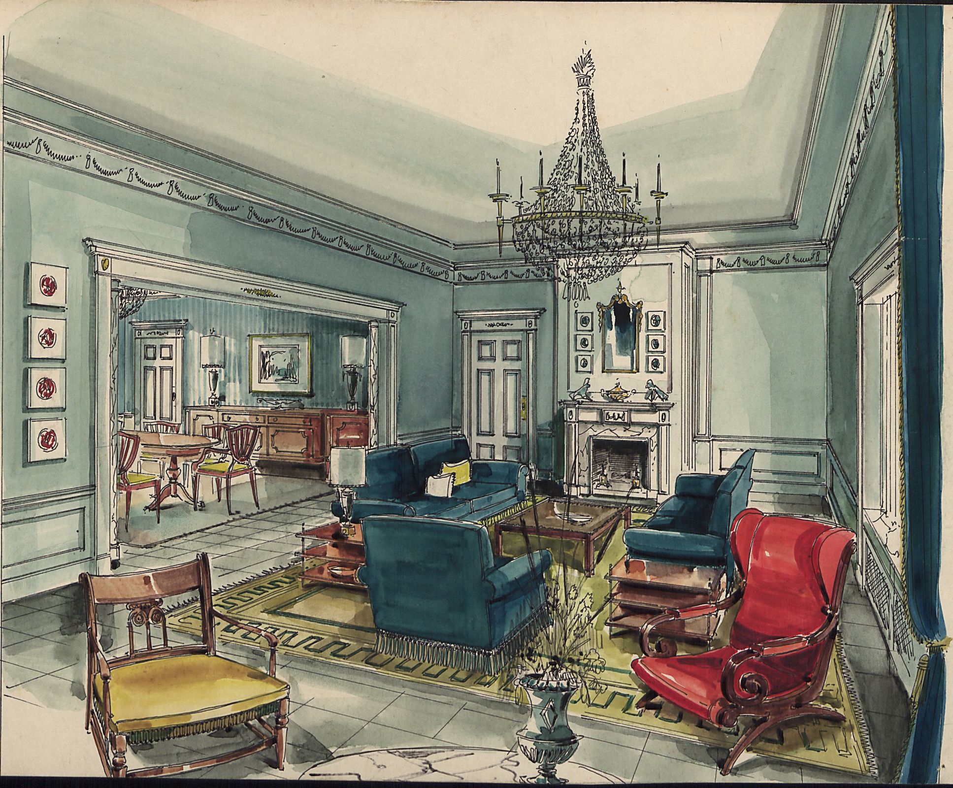 Ontwerpen van interieurs, ca 1940