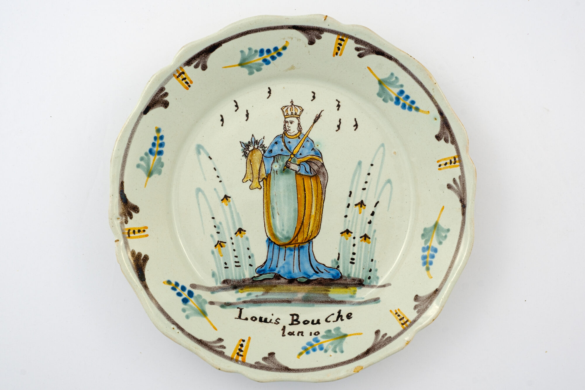 Patronimiek bord, faience, Nevers (FR), 1802