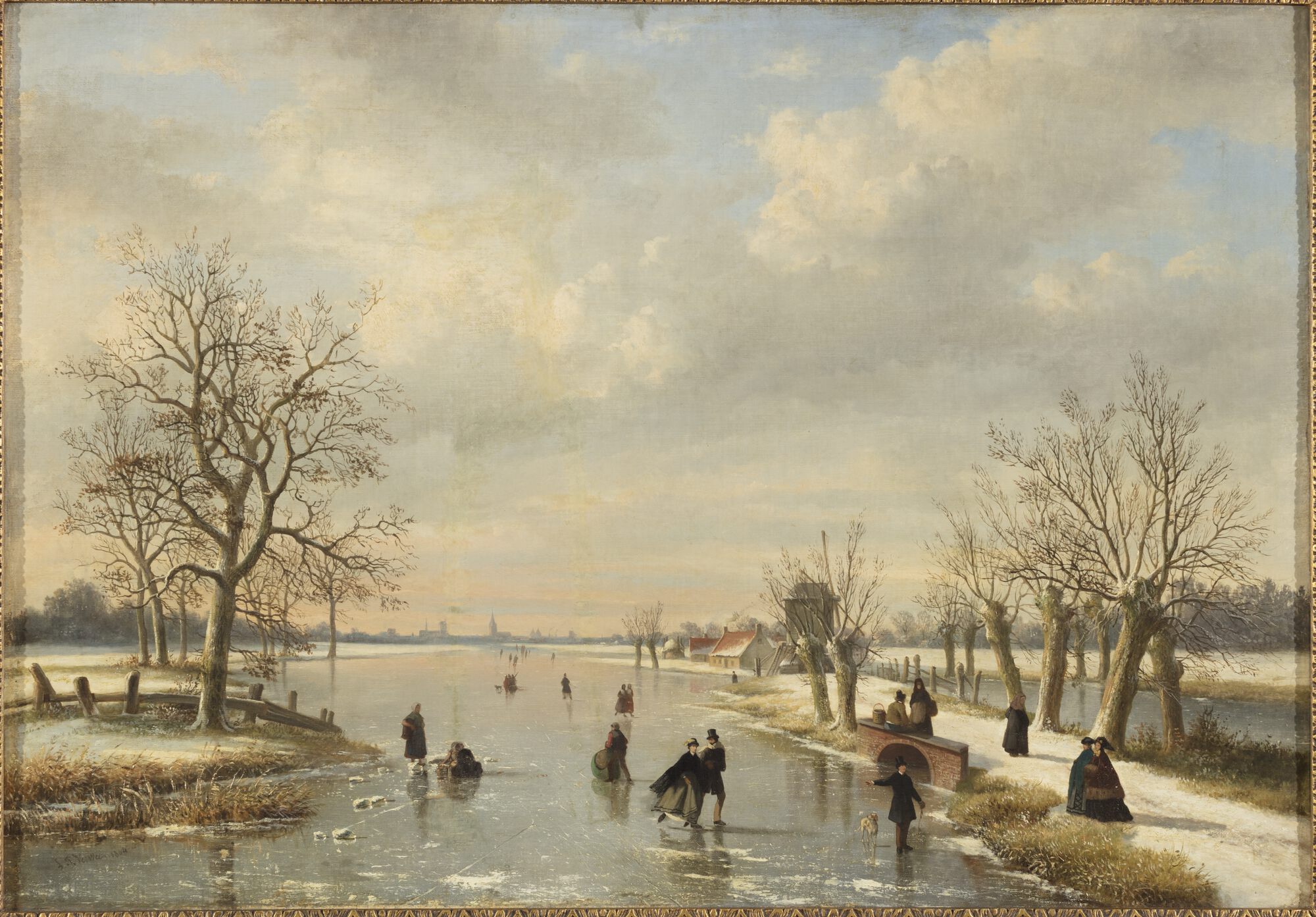 Schaatsenrijders op de Leie