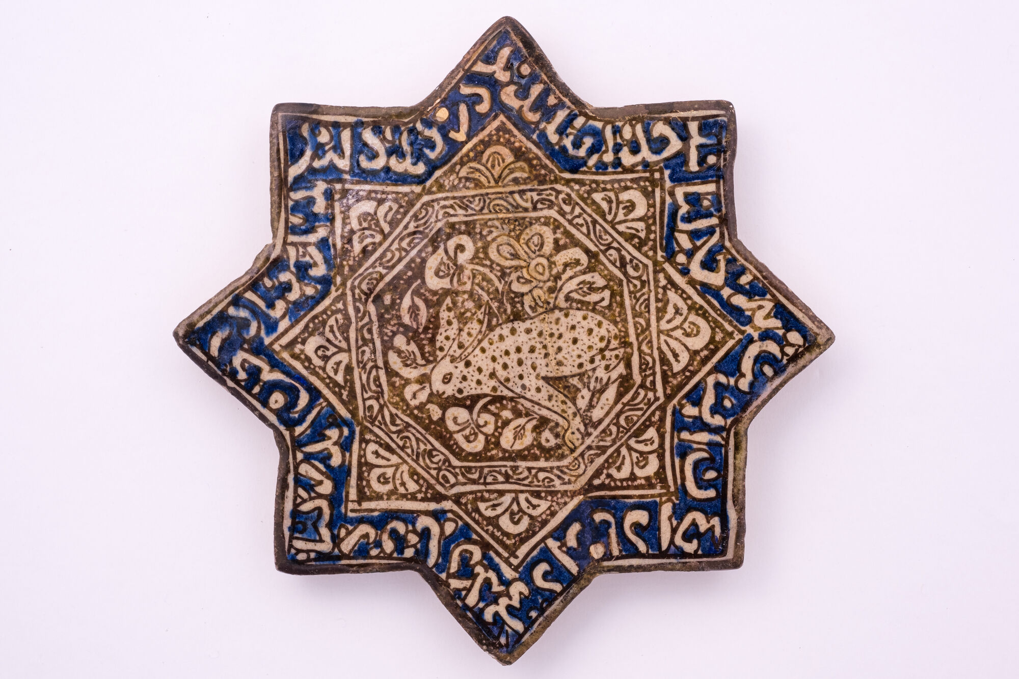 Stervormige tegel, faience, Kashan (Perzië), 13de eeuw