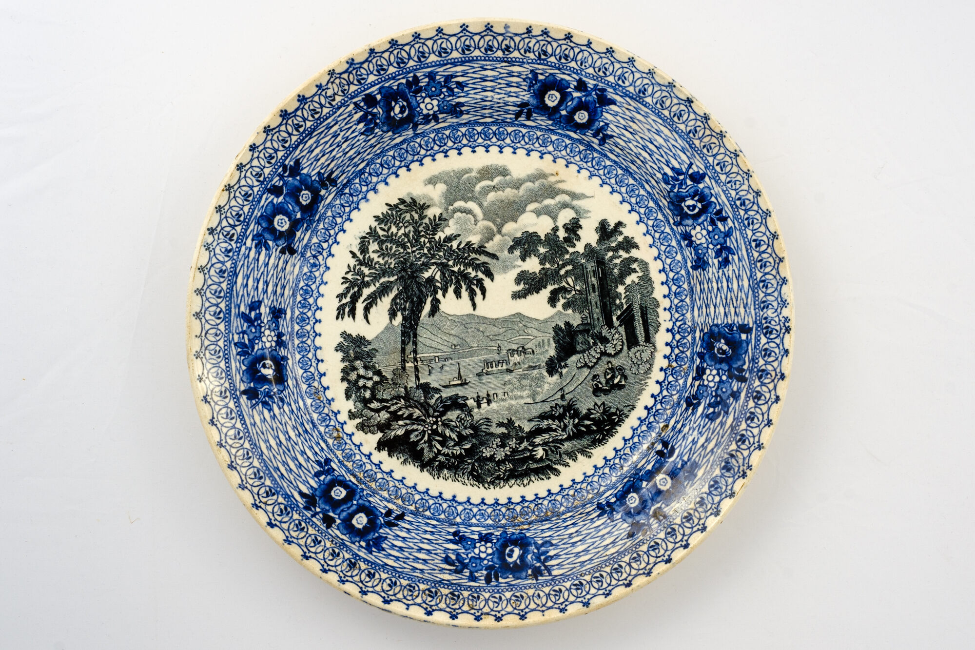 Bord met landschap, J.B. Capellemans, Jemappes, ca. 1865