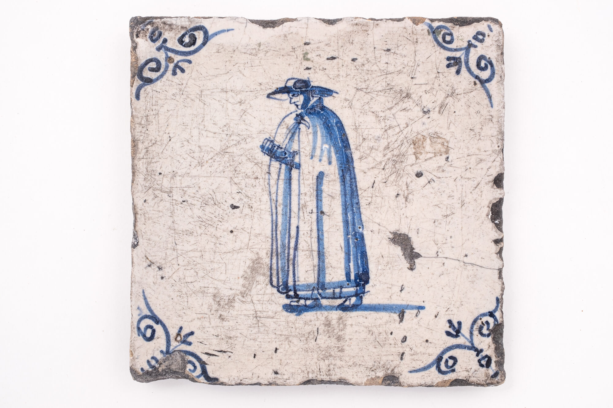 Figuurtegel, faience, Nederland, eind 17de eeuw