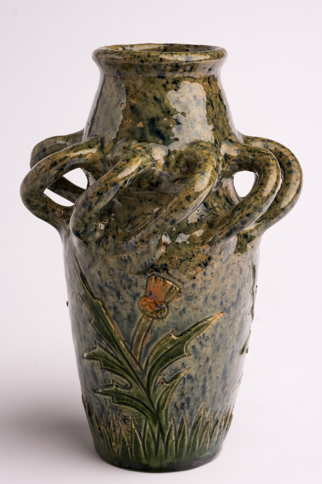 Vaas, geglazuurd aardewerk, Kortrijk, ca. 1920