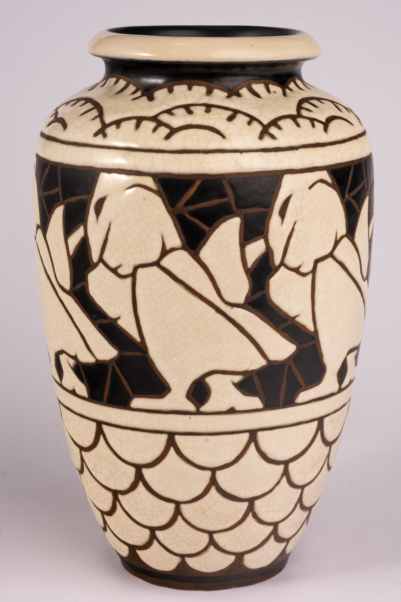 Vaas, zandsteengoed, Boch, La Louvière, 1925