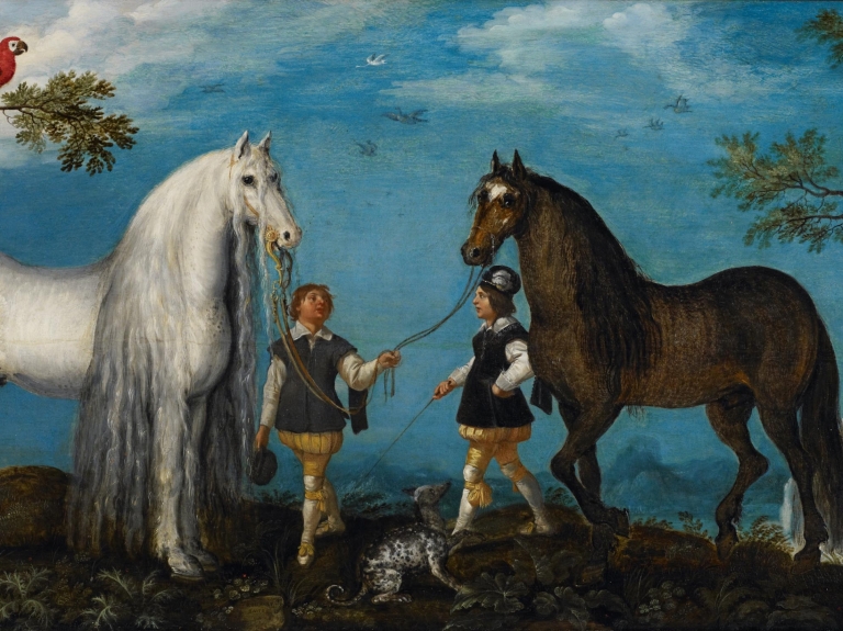 Schilderij van Savery met twee paarden