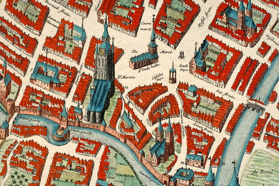 Oude kaart Kortrijk