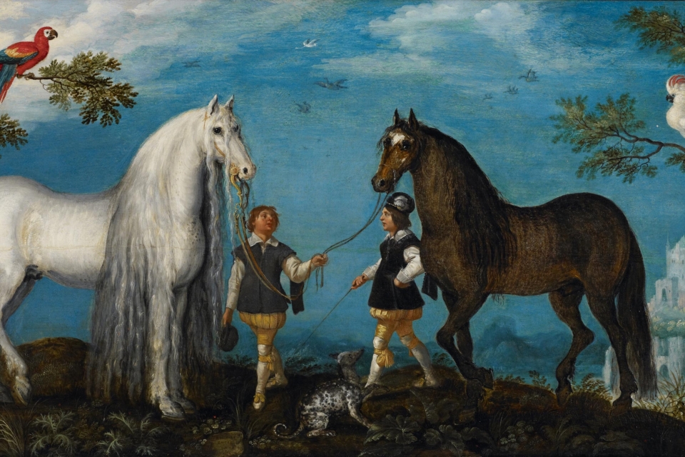 Schilderij van Savery met twee paarden